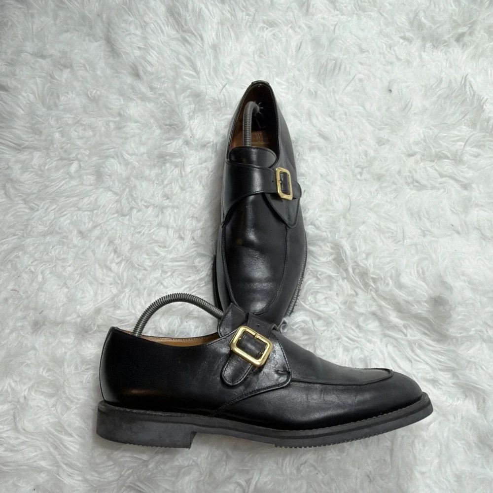 Vintage Made England Monk Strap Dress Shoes‎ Oxfords E.T Wright Black Mens 10.5